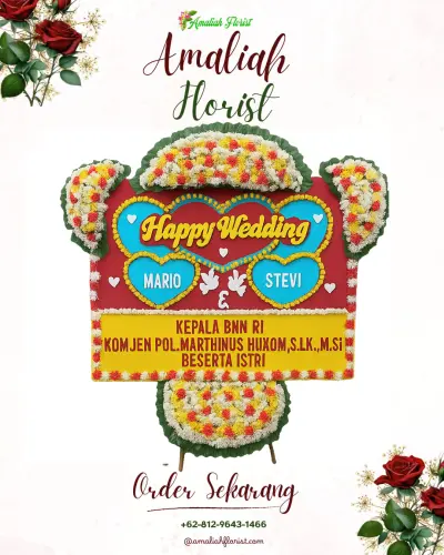 Karangan Papan Bunga Pernikahan di Hambalang